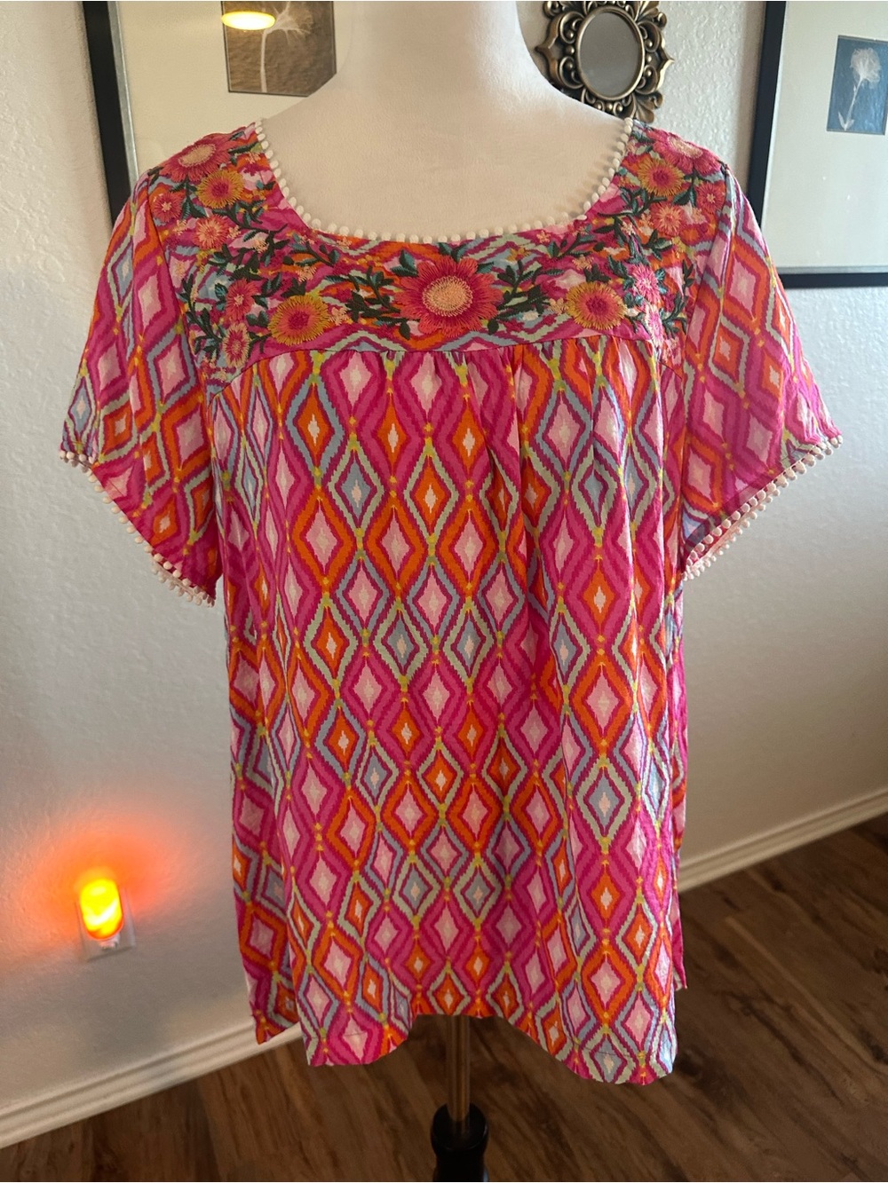 Savanna Jane Geometric Aztec Embroidered Top